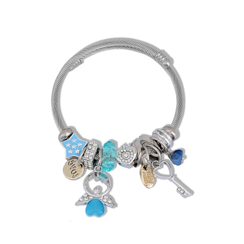 Brazalete de acero inoxidable con letras talladas en ángulo de ópalo para Mujer, Brazalete de amor, joyería, accesorios, 2019
