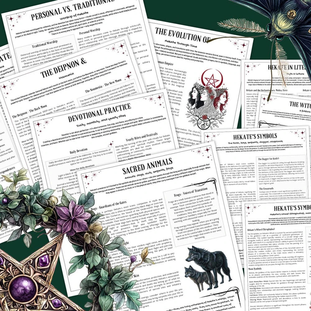 Hekate Volumen 2 Edición Guía de grimoire devocional de 36 páginas para rituales de brujería Incantes y libro de juegos de cartas lunares La luna