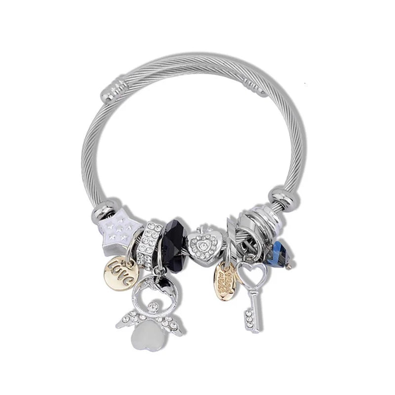 Brazalete de acero inoxidable con letras talladas en ángulo de ópalo para Mujer, Brazalete de amor, joyería, accesorios, 2019