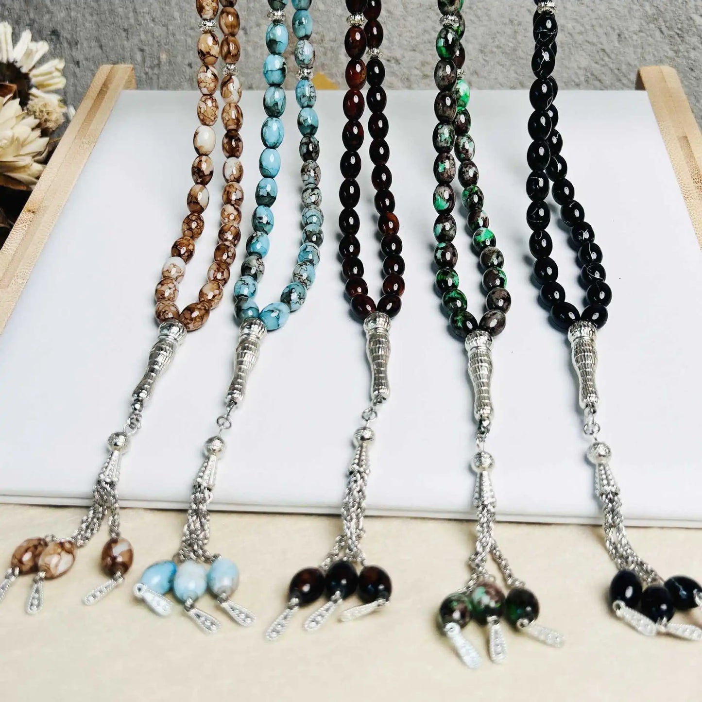 Brazalete de cuentas de oración Tasbih, cuentas de oración musulmana islámica, contador Tasbeeh, cuentas de Rosario Zikr, pulseras de meditación Masbaha para mujeres y hombres