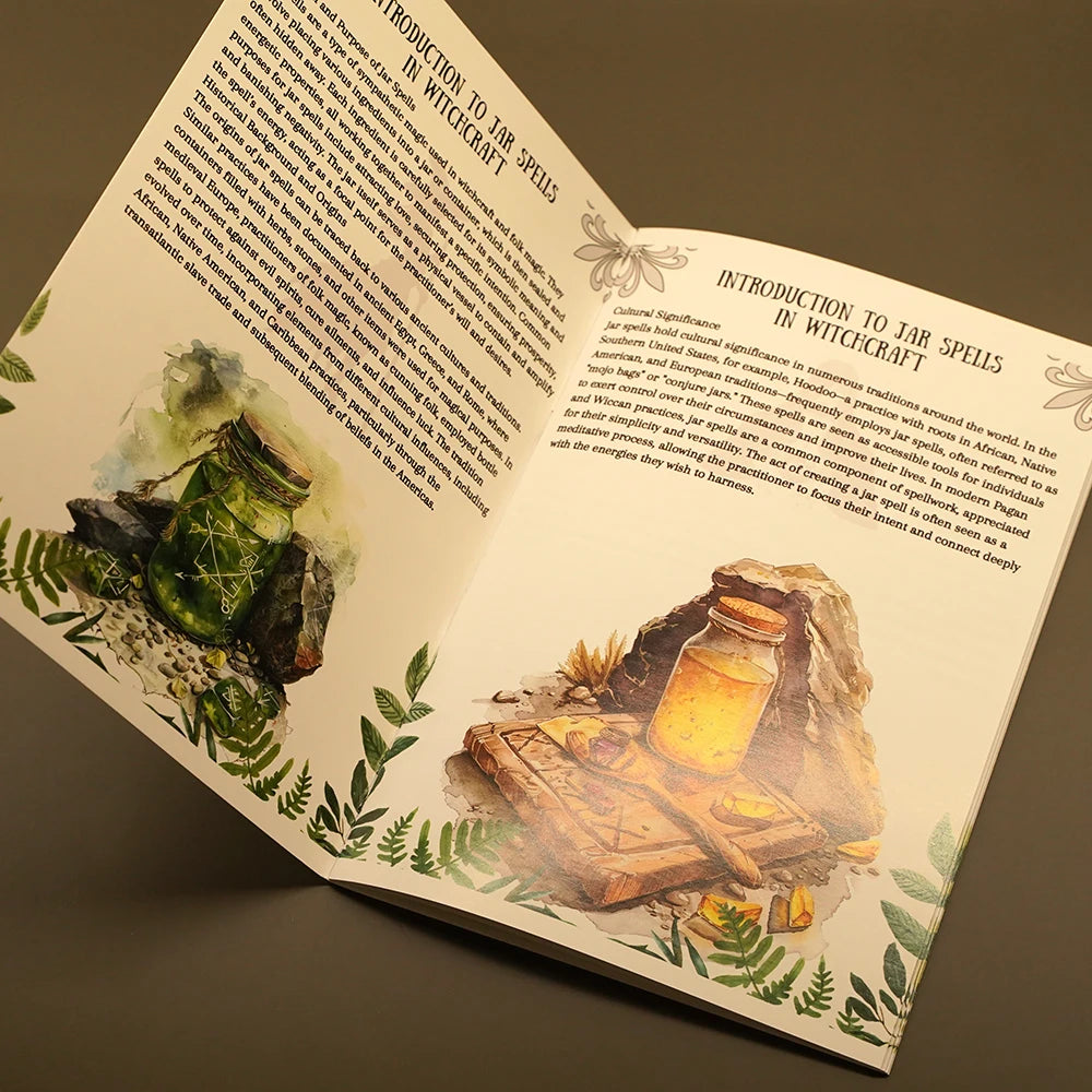 Frascos de hechizo secreto grimoire, 36 páginas, tamaño A5, tarro de pell, recetas, libro de sombras, tarro de brujería, rituales, tarros de hechizos de bruja pagana