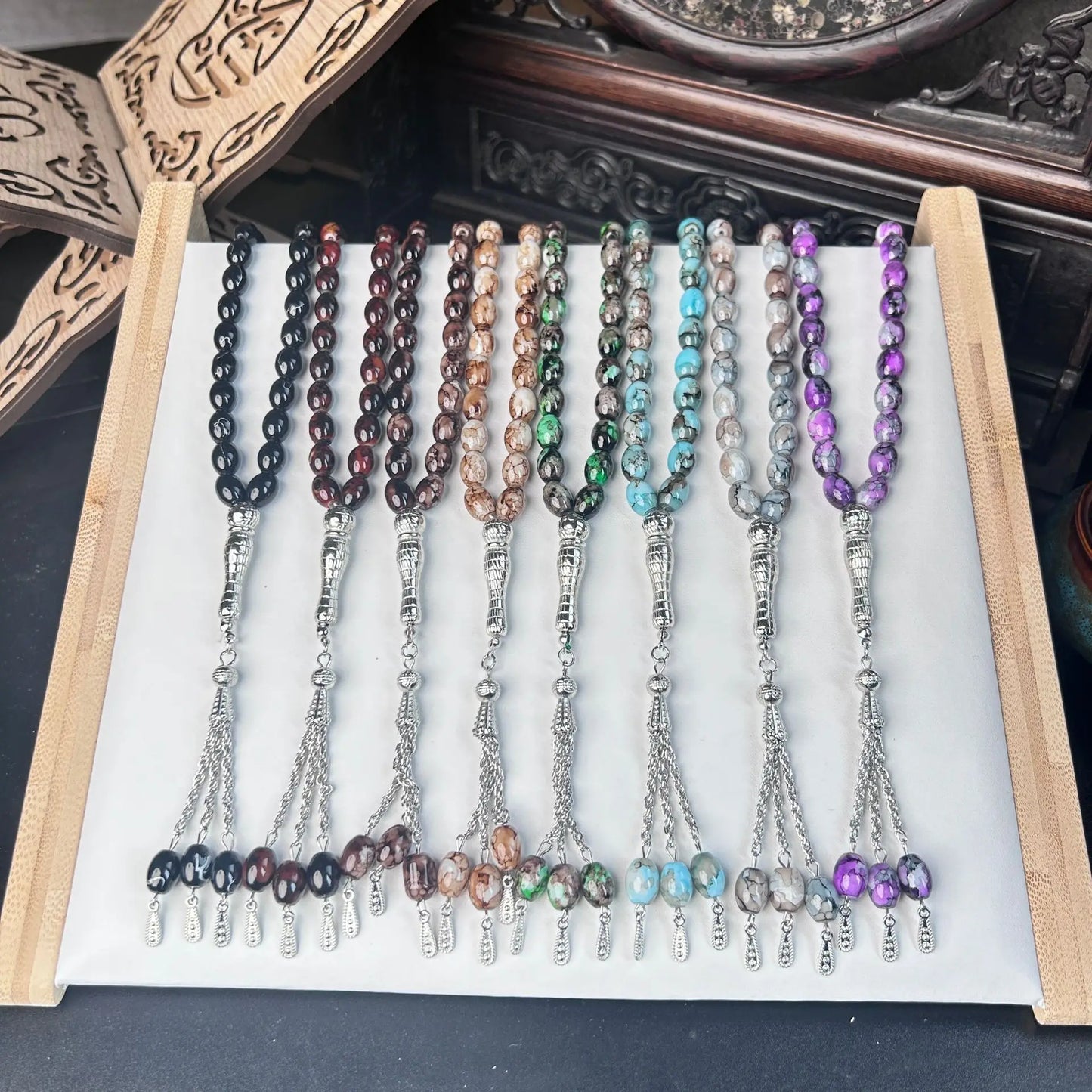 Brazalete de cuentas de oración Tasbih, cuentas de oración musulmana islámica, contador Tasbeeh, cuentas de Rosario Zikr, pulseras de meditación Masbaha para mujeres y hombres