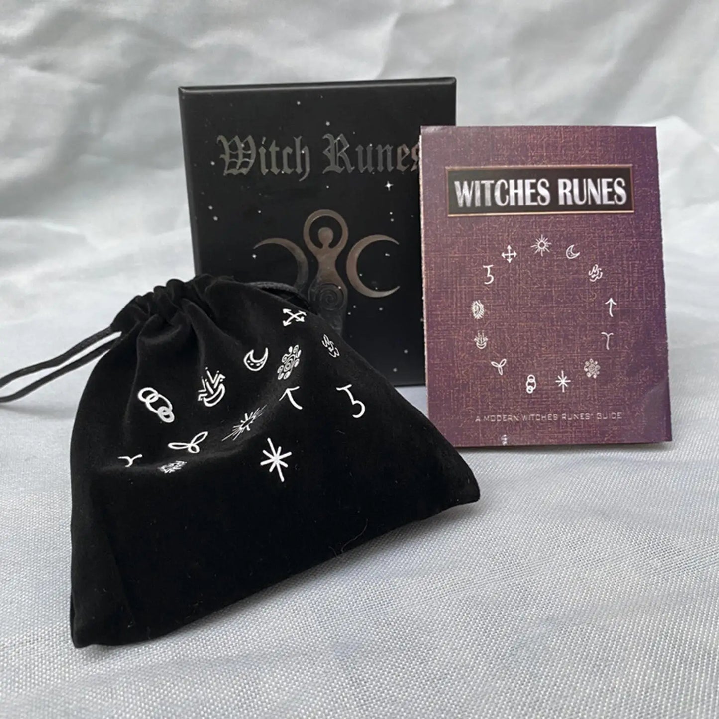 Juego de runas de piedras, juego de runas de brujas con bolsa de almacenamiento, meditación, adivinación, runas decorativas grabadas, libro de guía pagana de adivinación