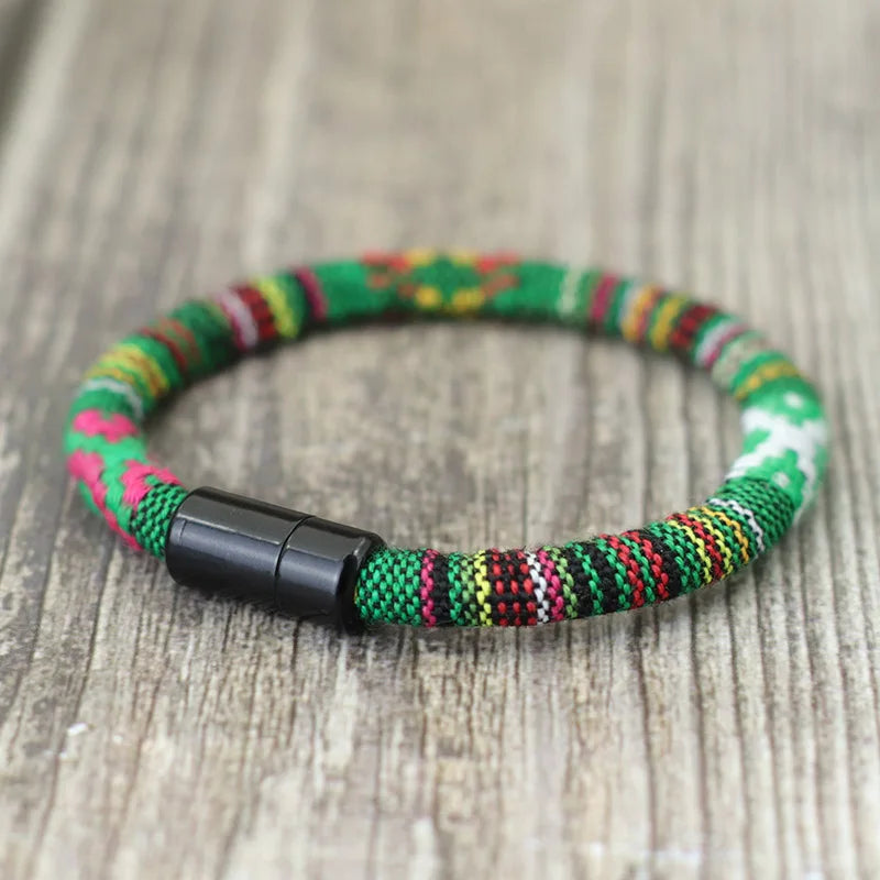 Pulsera bohemia Tissu hombres Magentic tela de la suerte Braslet minimalista étnico Brazalete novio regalo Pulseras Verano Homme Joias