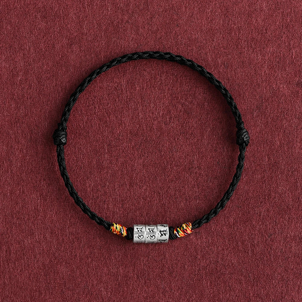 Pulsera de cuerda roja con nudo trenzado para el destino y fuerte protección para mujeres y hombres, brazalete de Mantra Budista Tibetano ajustable