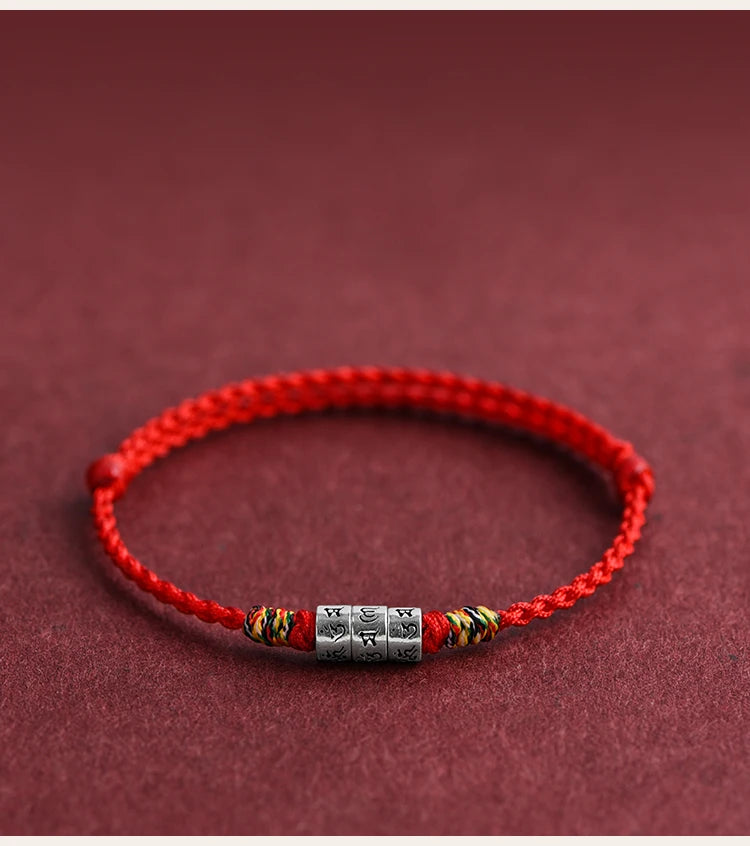 Pulsera de cuerda roja con nudo trenzado para el destino y fuerte protección para mujeres y hombres, brazalete de Mantra Budista Tibetano ajustable