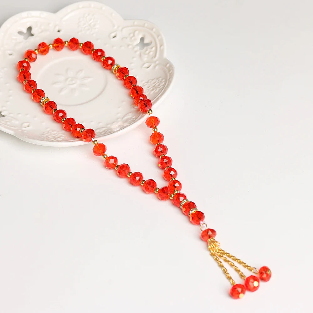 Tasbih 33 cuentas 10mm pulsera de cristal cuentas de oración islámica oración musulmana Misbaha cuentas de alabanza para hombres o mujeres al por mayor