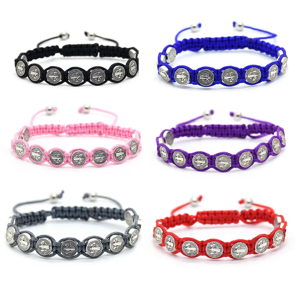 Pulseras de San Benito para Hombre, pulsera de San Benito, pulsera religiosa de la Virgen María para Hombre y mujer, protección espiritual