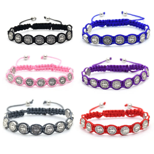 Pulseras de San Benito para Hombre, pulsera de San Benito, pulsera religiosa de la Virgen María para Hombre y mujer, protección espiritual