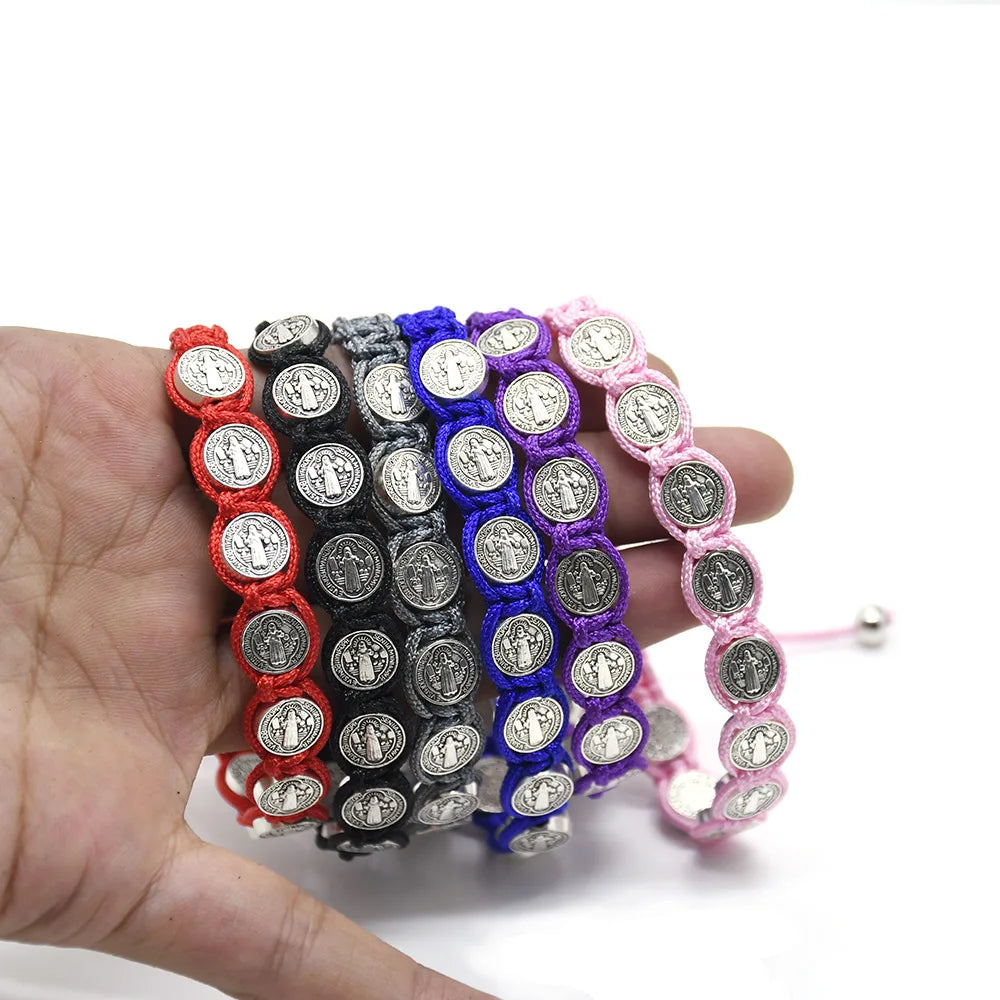 Pulseras de San Benito para Hombre, pulsera de San Benito, pulsera religiosa de la Virgen María para Hombre y mujer, protección espiritual