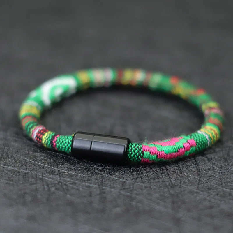 Pulsera bohemia Tissu hombres Magentic tela de la suerte Braslet minimalista étnico Brazalete novio regalo Pulseras Verano Homme Joias