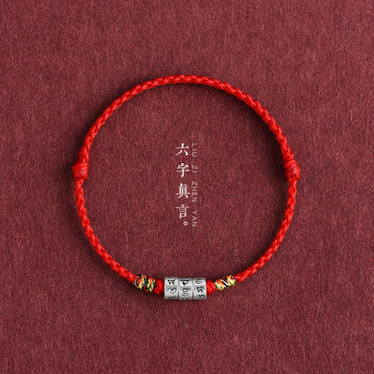 Pulsera de cuerda roja con nudo trenzado para el destino y fuerte protección para mujeres y hombres, brazalete de Mantra Budista Tibetano ajustable
