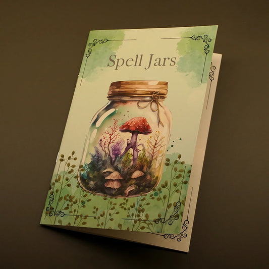 Tarros de hechizo secreto, páginas de Grimoire, tarro de hechizo, recetas, libro de sombras, tarro de brujería, rituales, juego de cartas de hechizo de bruja pagana, 16 páginas