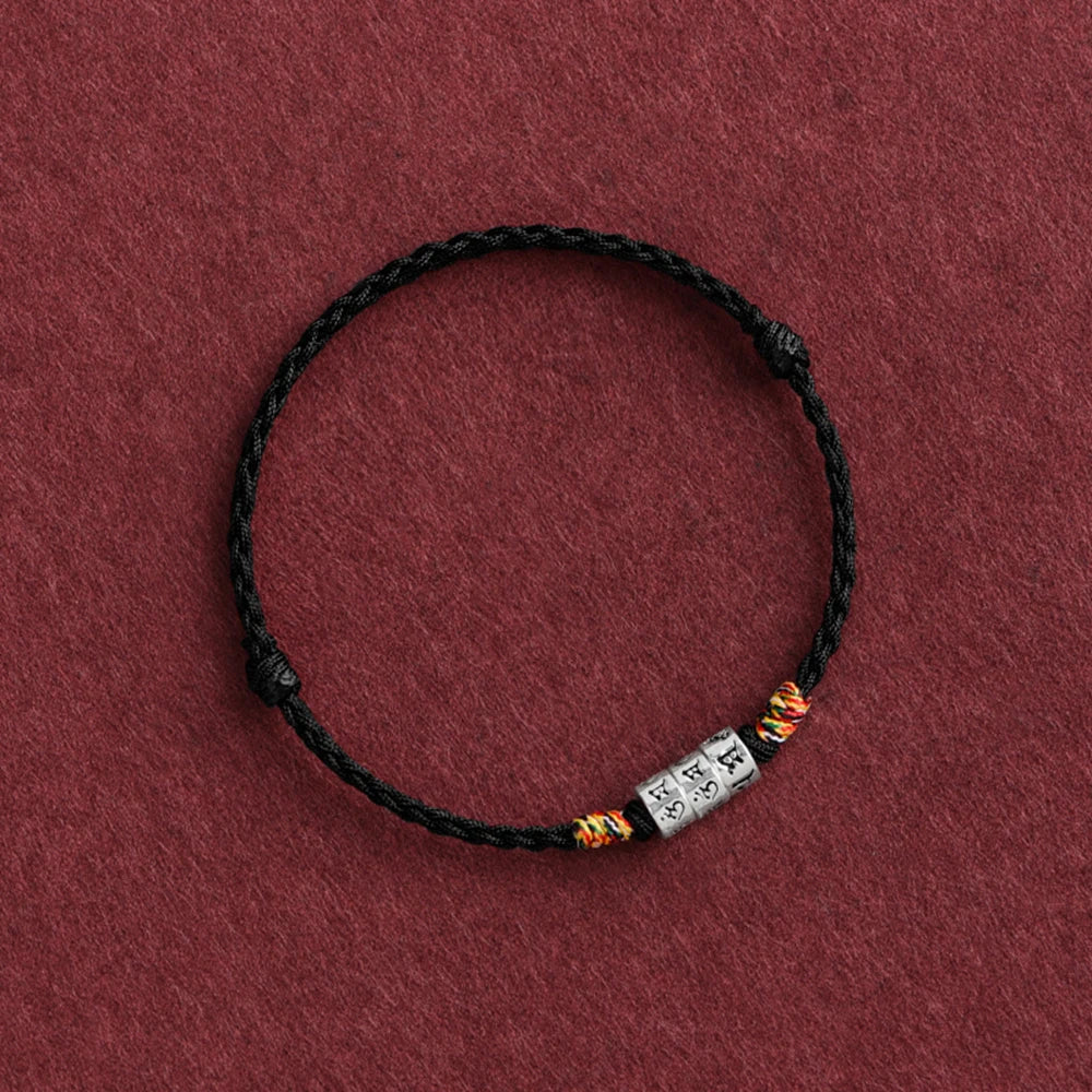 Pulsera de cuerda roja con nudo trenzado para el destino y fuerte protección para mujeres y hombres, brazalete de Mantra Budista Tibetano ajustable
