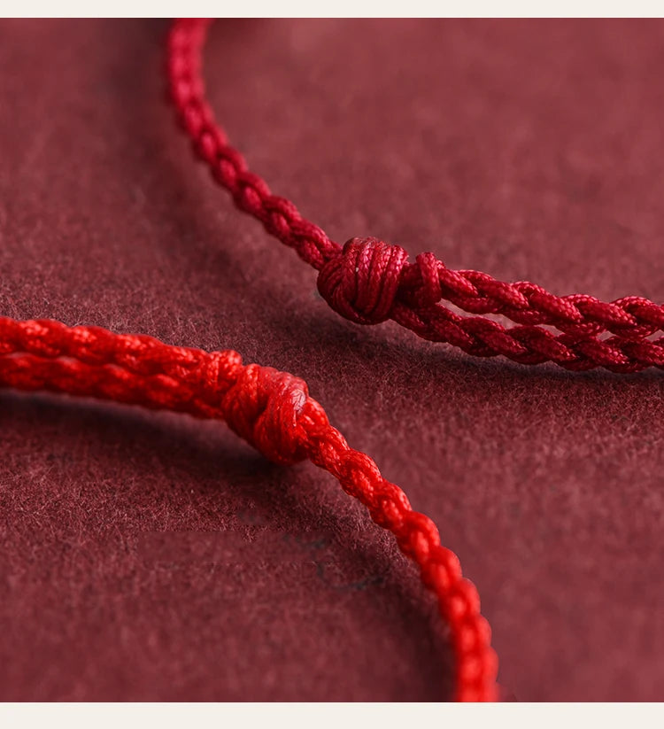 Pulsera de cuerda roja con nudo trenzado para el destino y fuerte protección para mujeres y hombres, brazalete de Mantra Budista Tibetano ajustable
