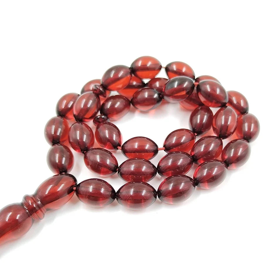 Pulsera musulmana Tasbih de resina roja, Rosario de 33 cuentas, pulseras rojas, cuentas Tarbons, tespih islámico, accesorios árabes para hombres