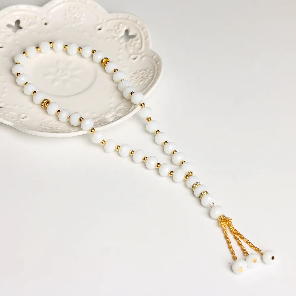 Tasbih 33 cuentas 10mm pulsera de cristal cuentas de oración islámica oración musulmana Misbaha cuentas de alabanza para hombres o mujeres al por mayor