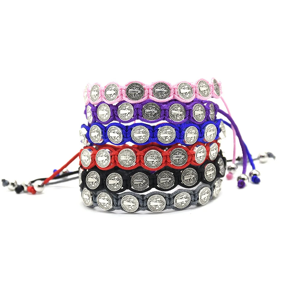 Pulseras de San Benito para Hombre, pulsera de San Benito, pulsera religiosa de la Virgen María para Hombre y mujer, protección espiritual