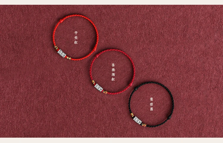 Pulsera de cuerda roja con nudo trenzado para el destino y fuerte protección para mujeres y hombres, brazalete de Mantra Budista Tibetano ajustable