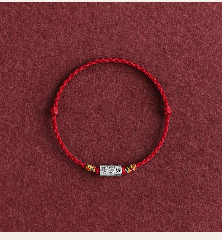 Pulsera de cuerda roja con nudo trenzado para el destino y fuerte protección para mujeres y hombres, brazalete de Mantra Budista Tibetano ajustable