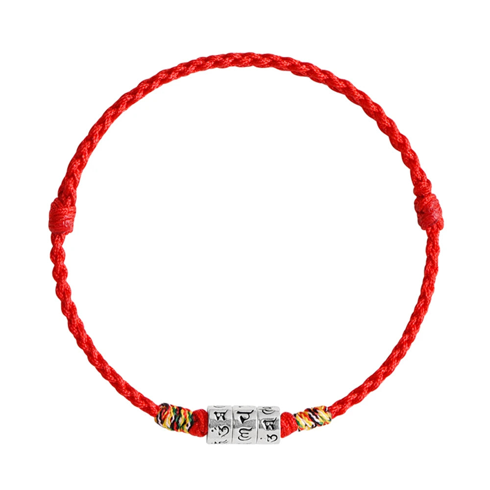 Pulsera de cuerda roja con nudo trenzado para el destino y fuerte protección para mujeres y hombres, brazalete de Mantra Budista Tibetano ajustable