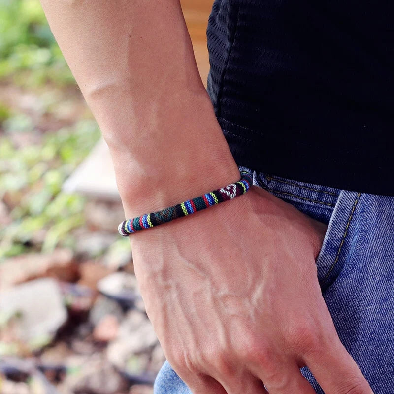Pulsera bohemia Tissu hombres Magentic tela de la suerte Braslet minimalista étnico Brazalete novio regalo Pulseras Verano Homme Joias