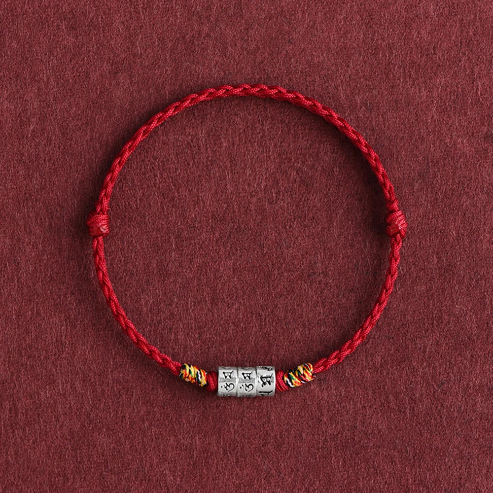 Pulsera de cuerda roja con nudo trenzado para el destino y fuerte protección para mujeres y hombres, brazalete de Mantra Budista Tibetano ajustable