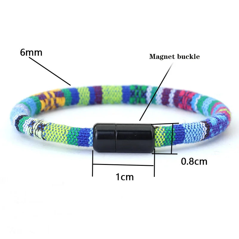 Pulsera bohemia Tissu hombres Magentic tela de la suerte Braslet minimalista étnico Brazalete novio regalo Pulseras Verano Homme Joias